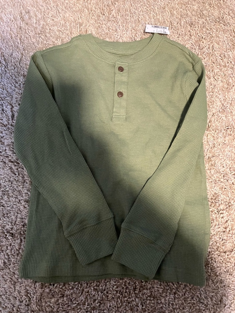 The Children's Place Olive Green Waffle Long Sleeve Henley Tee S